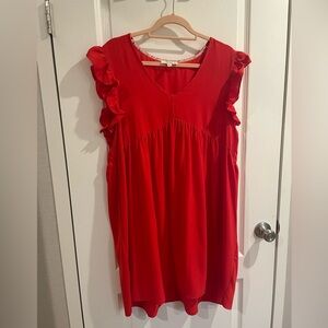 Women’s red flowy dress
